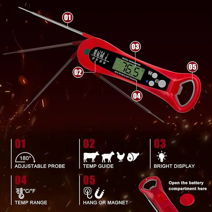 High-Precision Digital Meat Thermometer – Instant Read, Multi-Purpose Cooking Tool with Easy-Read
